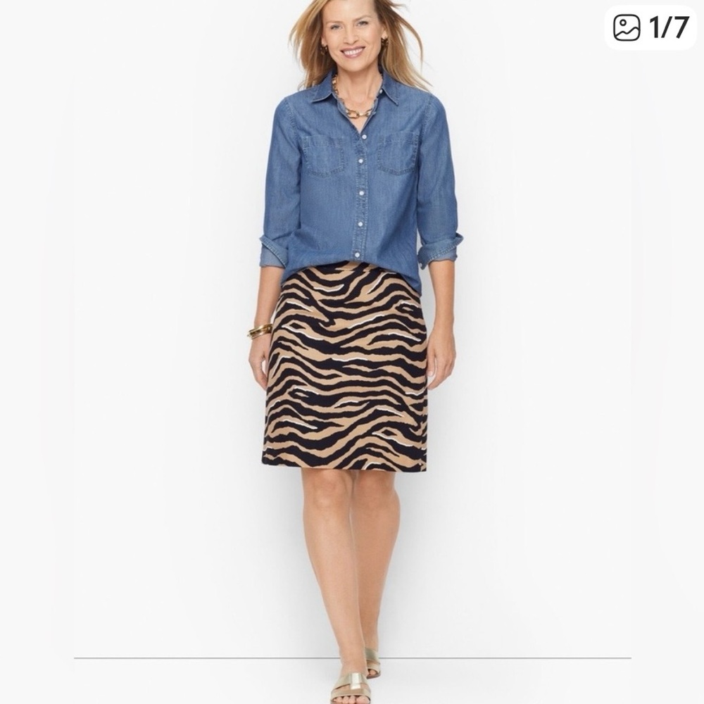 Talbots Zebra Print A-Line Sexy Skirt - Black and Tan